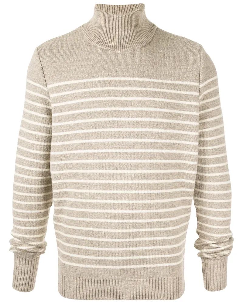 Fumito Ganryu Gestreifter Rollkragenpullover - Nude Nude