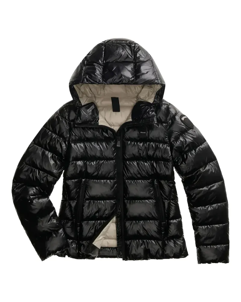 Blauer quilted hooded jacket - Schwarz Schwarz