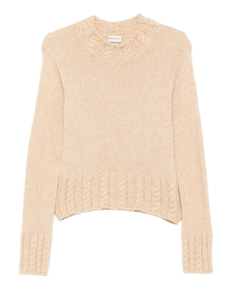 Moncler Zopfstrick-Pullover mit Logo-Patch - Nude Nude