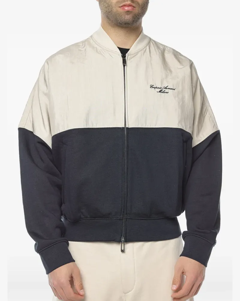Emporio Armani colour-block zip-up bomber jacket - Blau Blau