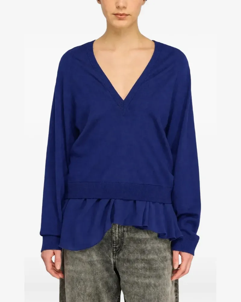 Semicouture Panda Pullover mit V-Ausschnitt - Blau Blau