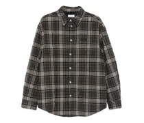 Gesteppte Hemdjacke mit Karo - Grau