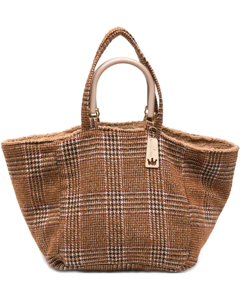 La Milanesa Silvia plaid tote bag - Braun Braun