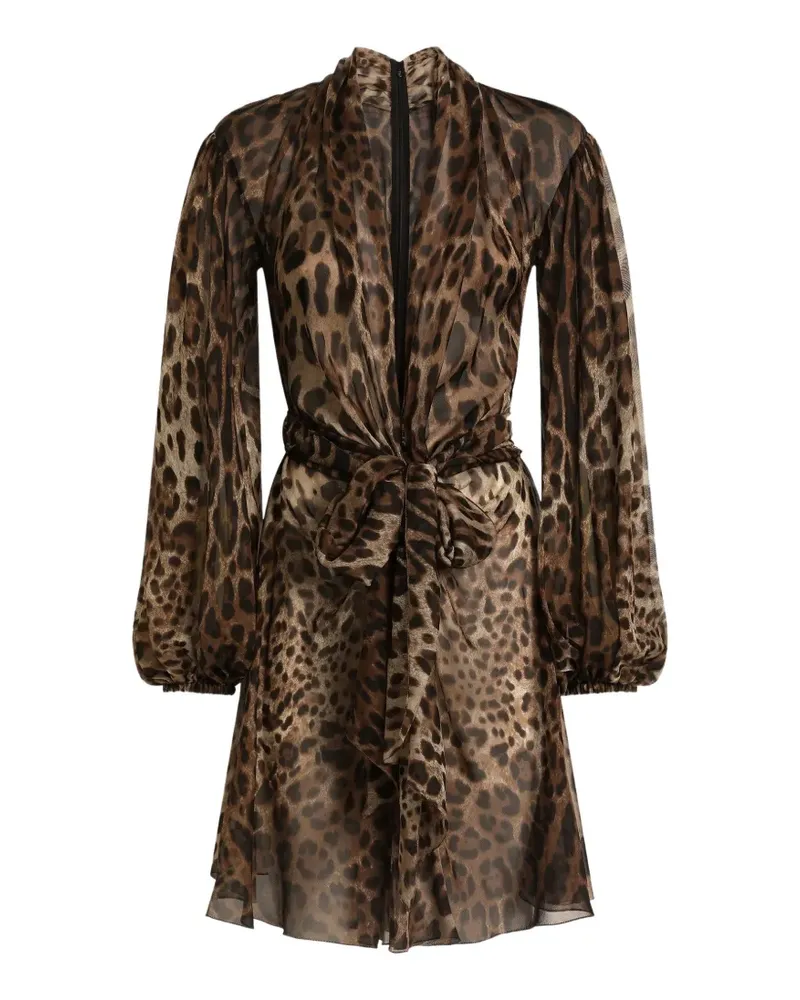 Dolce & Gabbana Chiffonkleid mit Leo-Print - Nude Nude