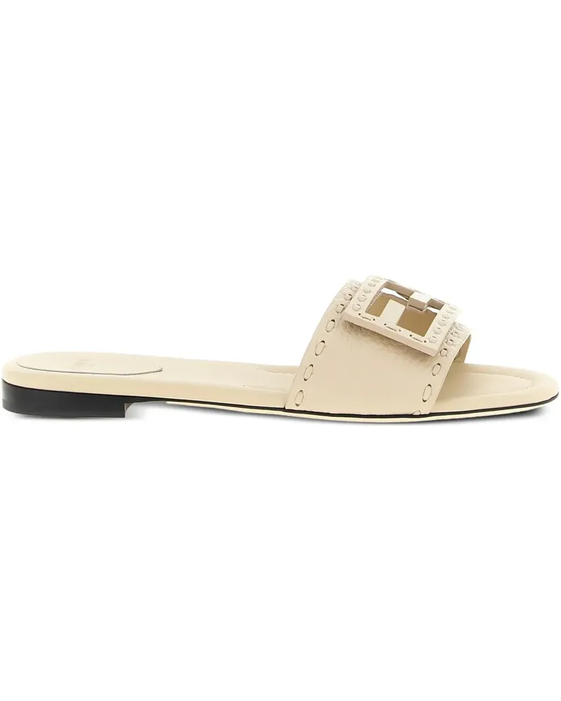 Fendi Baguette Pantoletten mit Ziernähten - Nude Nude