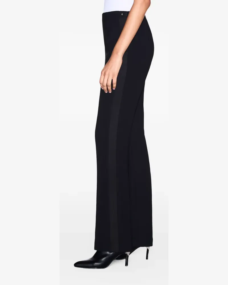 Armani Exchange satin-trim wide-leg trousers - Schwarz Schwarz