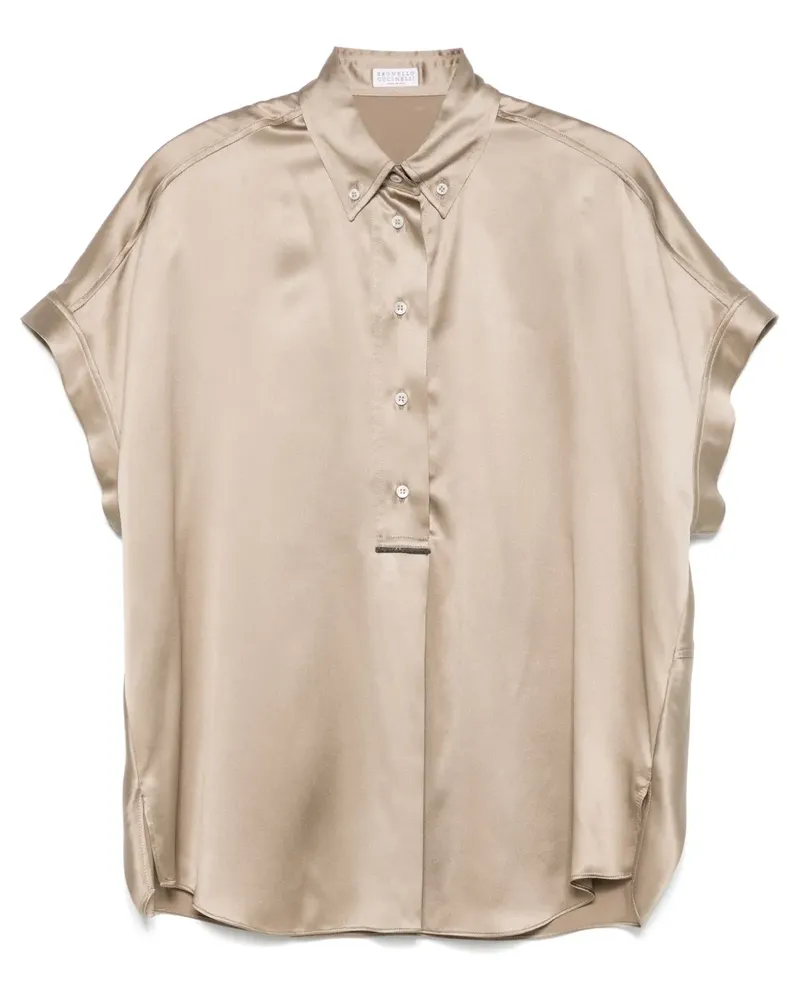 Brunello Cucinelli Klassische Satinbluse - Braun Braun