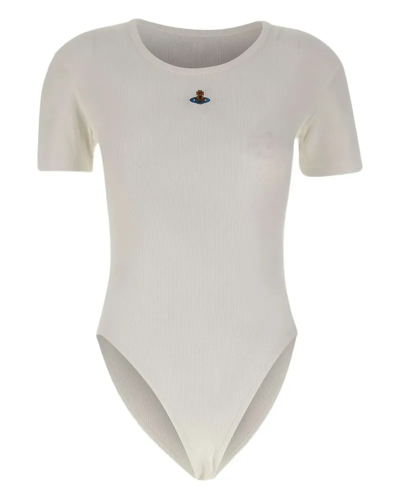 Vivienne Westwood Gerippter Body mit Orb-Verzierung - Weiß Weiß
