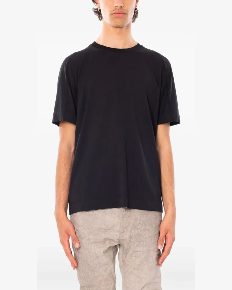 TRANSIT T-Shirt mit gestricktem Ausschnitt - Schwarz Schwarz