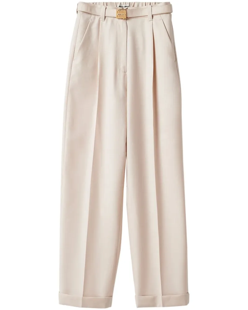 Miu Miu Wollhose mit Gürtel - Nude Nude