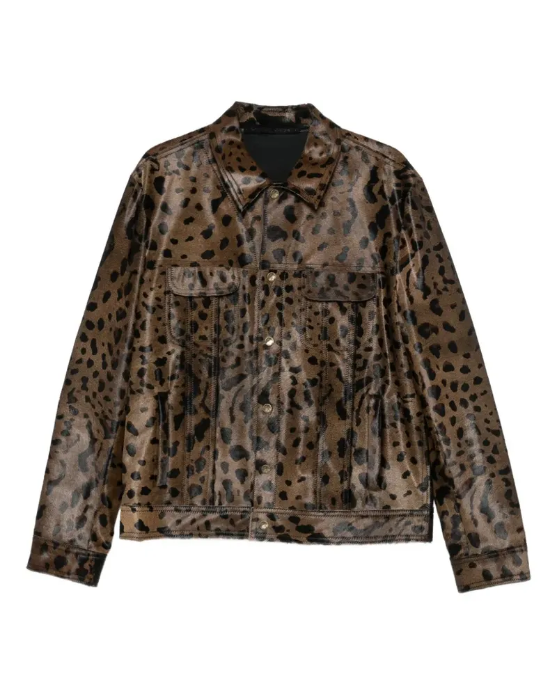 Salvatore Santoro leopard-print shearling jacket - Braun Braun