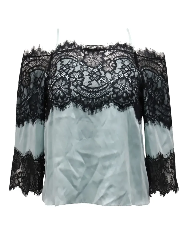 Alice + Olivia Bluse mit Spitzeneinsätzen - Blau Blau