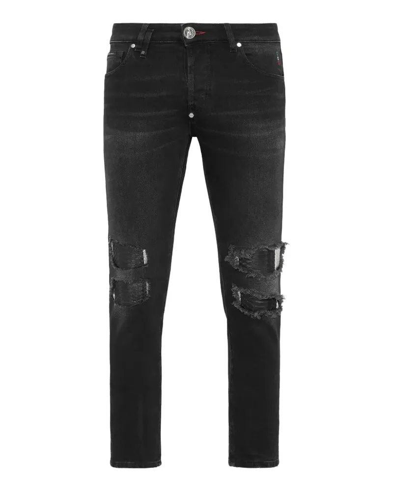 Philipp Plein ripped python-patch jeans - Schwarz Schwarz