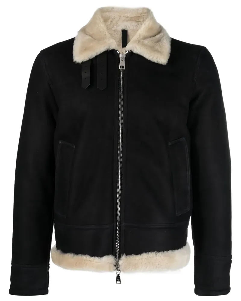 Tagliatore Lederjacke mit Reißverschluss - Schwarz Schwarz
