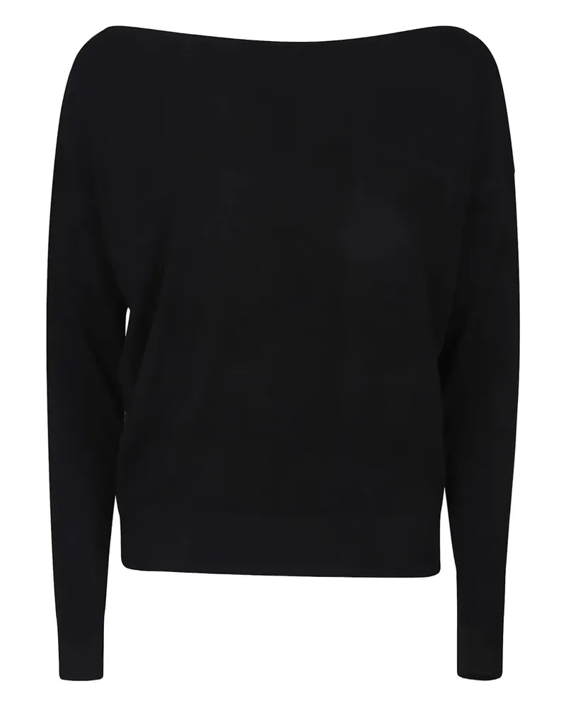 Patrizia Pepe T-Shirt mit U-Boot-Ausschnitt - Schwarz Schwarz