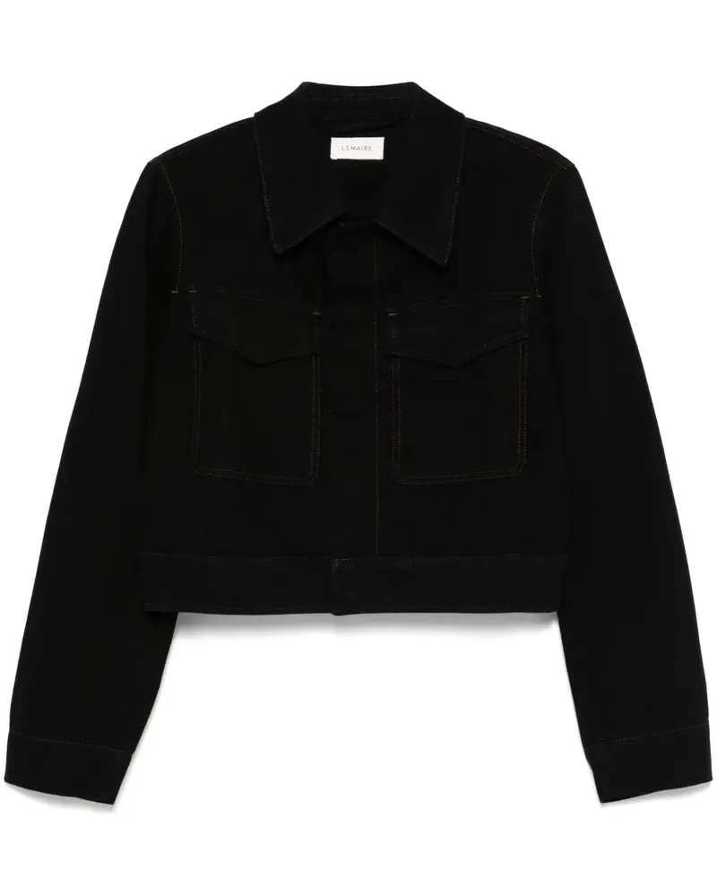 Christophe Lemaire Cropped-Jacke mit Rundhalsausschnitt - Schwarz Schwarz