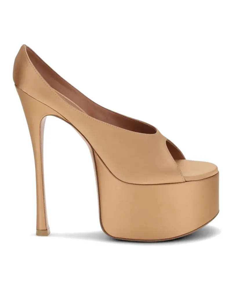 Amina Muaddi Anok Plateau satin pumps - Nude Nude