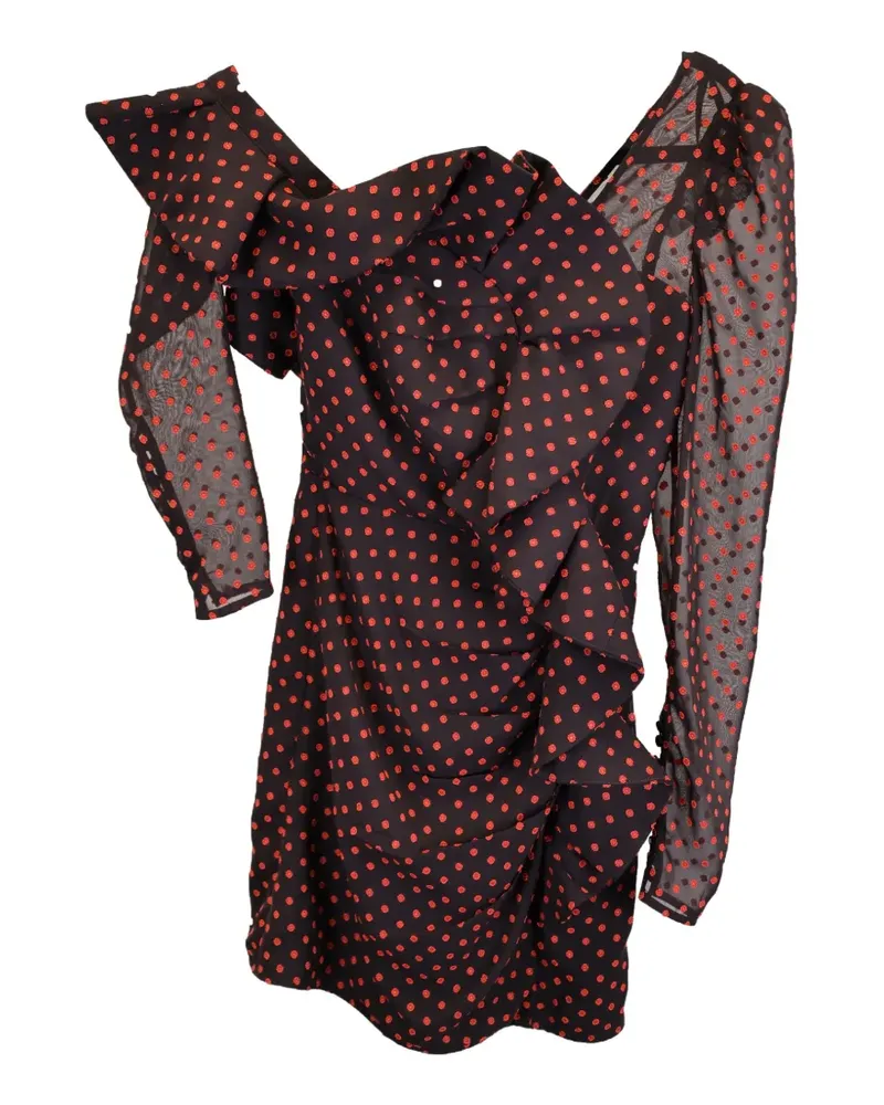 Self-Portrait one-shoulder ruffled dress - Schwarz Schwarz