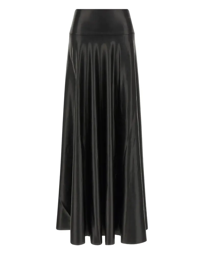 Norma Kamali Maxirock im Leder-Look - Schwarz Schwarz
