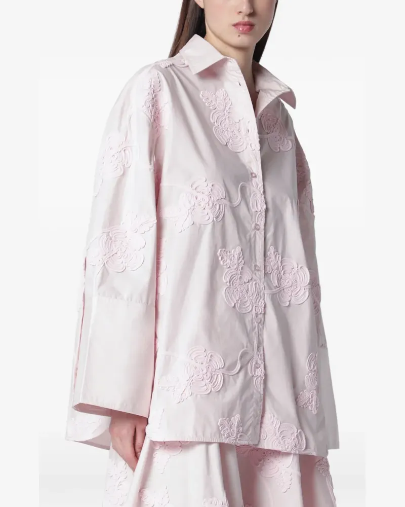 ROTATE Birger Christensen flower-appliqué oversized shirt - Rosa Rosa