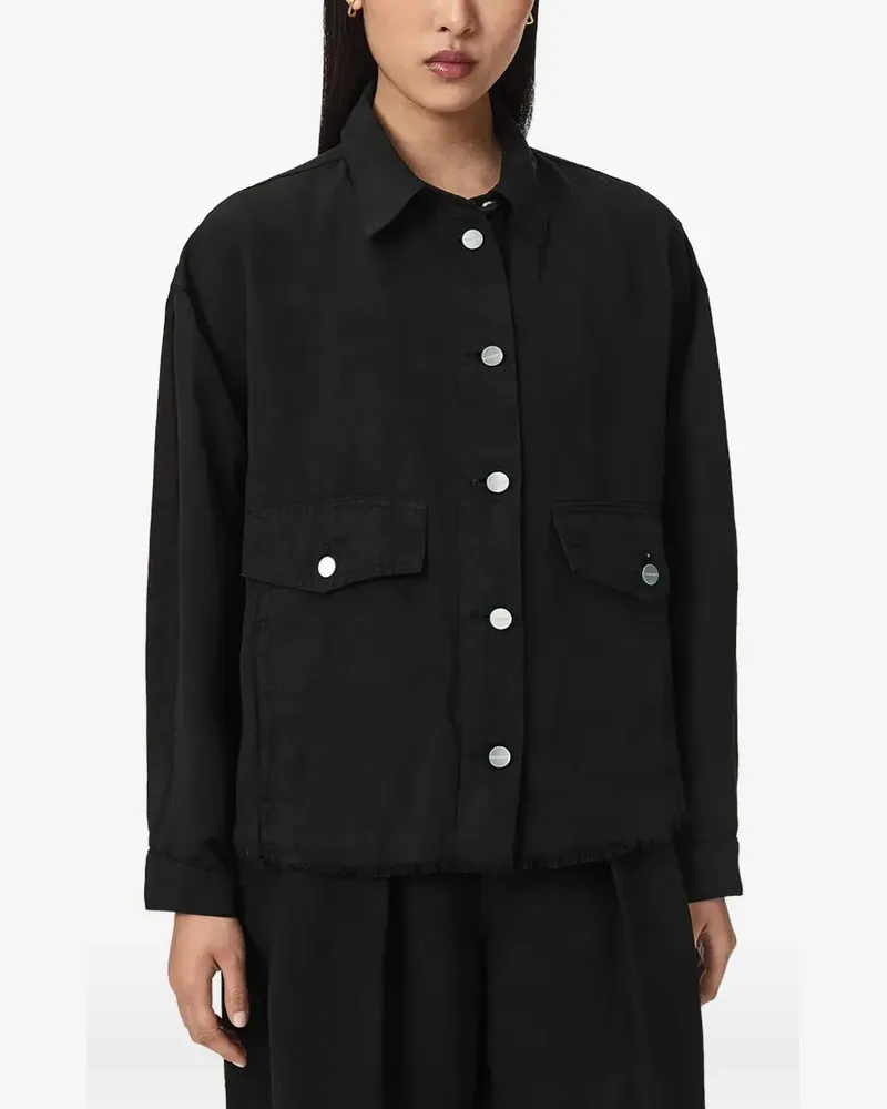 AllSaints Hemd mit ausgefranstem Saum - Schwarz Schwarz