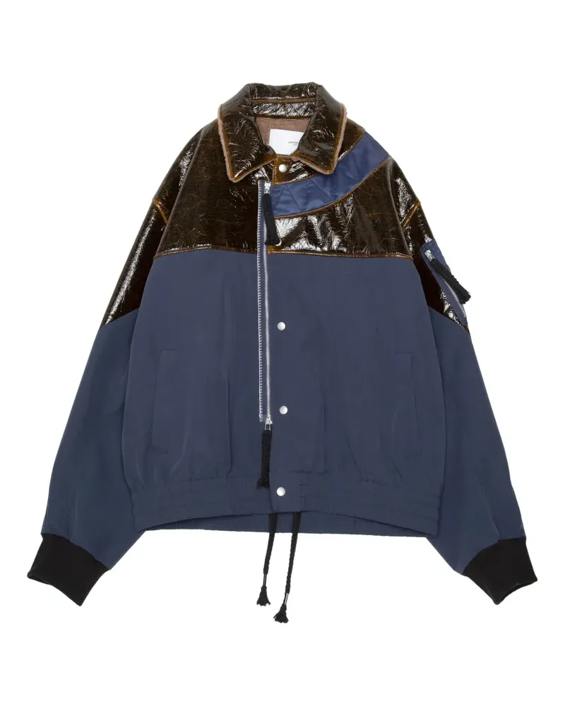 Yoshio Kubo Bomberjacke mit Ledereinsätzen - Blau Blau