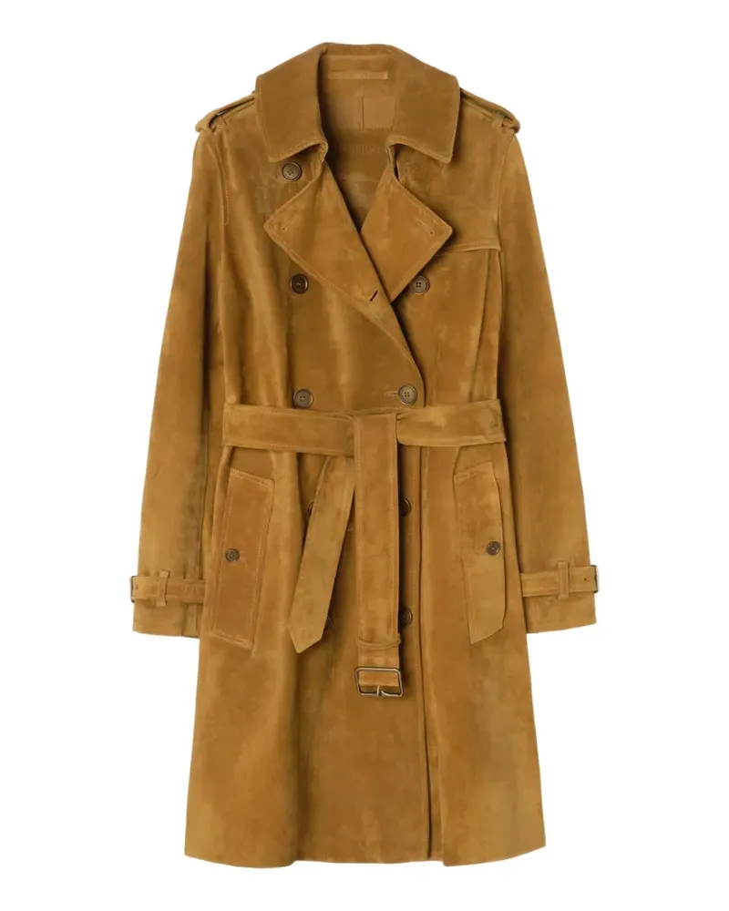 Burberry mid-length suede Kensington trench coat - Braun Braun