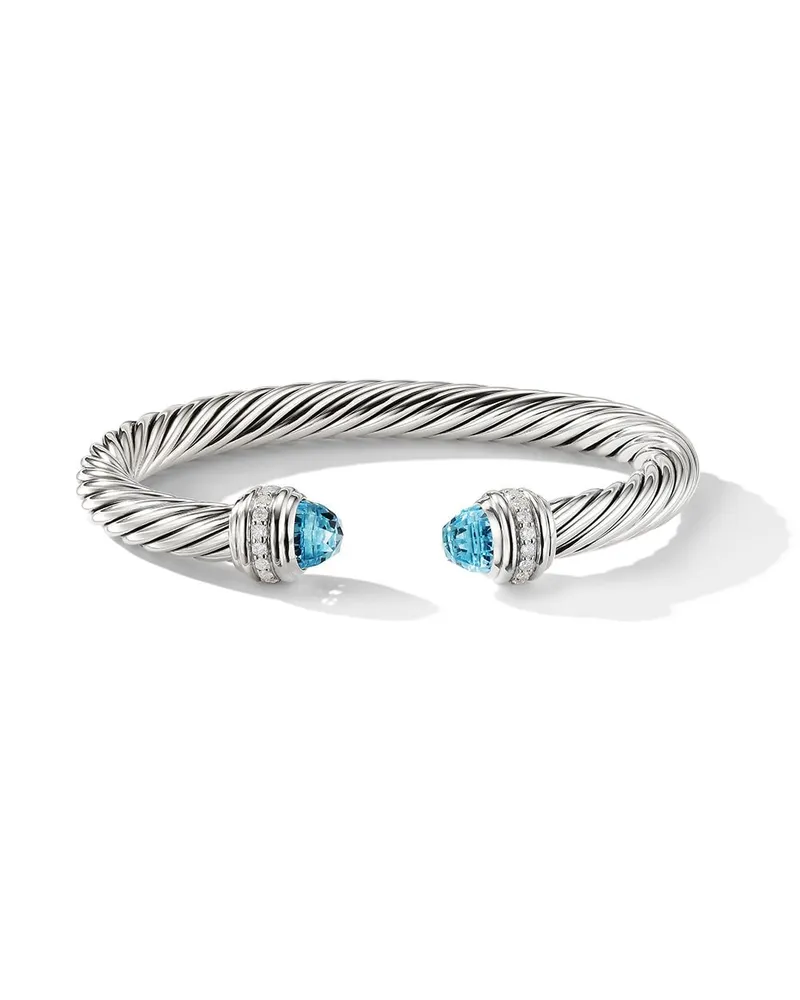 David Yurman Cable Classics Armband aus Sterlingsilber mit Diamant 7mm Silber
