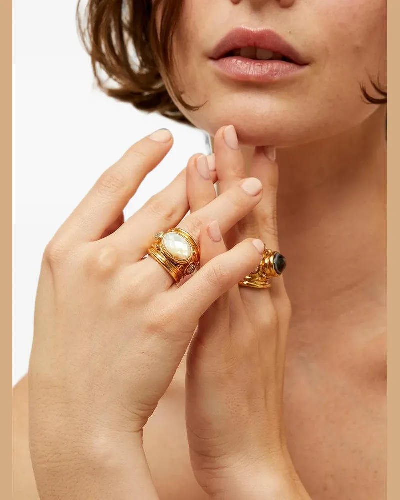 Gas Bijoux Simone pearl rhinestone ring - Gold Gold