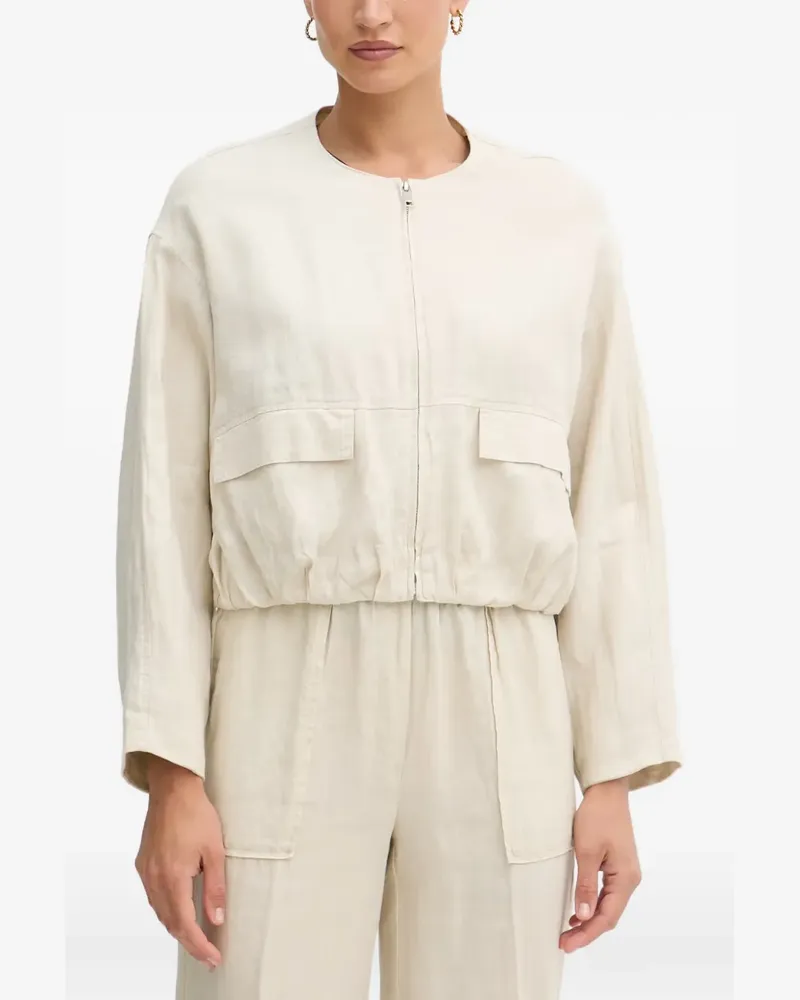 Benetton zip-up elasticated-hem bomber jacket - Nude Nude