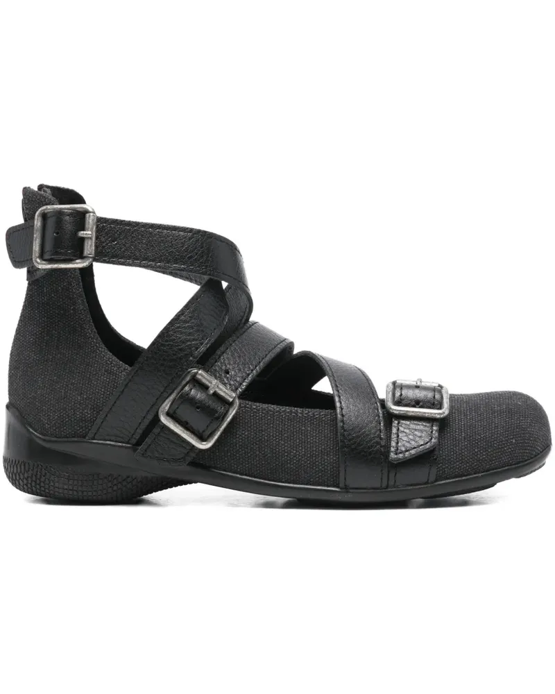 OPEN YY Ballerinas mit überkreuzten Riemen - Schwarz Schwarz