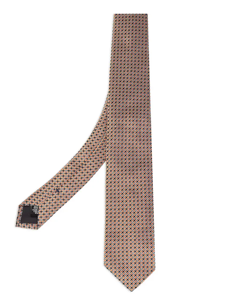 HUGO BOSS Geometrisch gemusterte Seidenkrawatte - Orange Orange