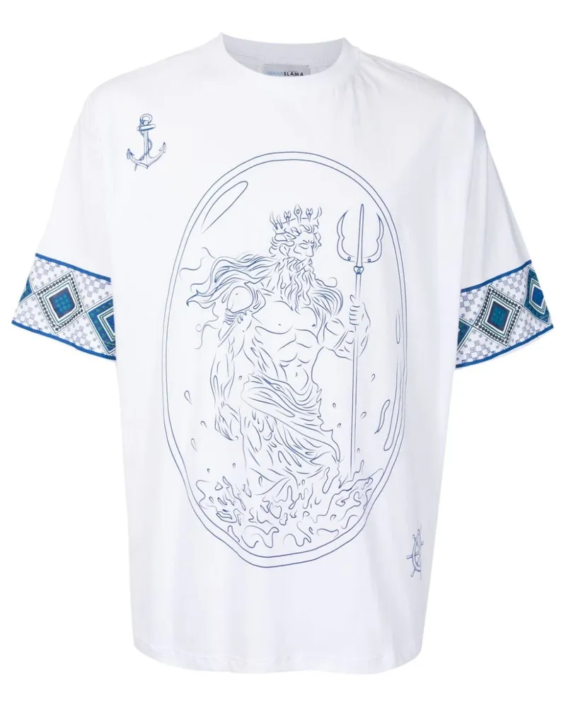 Amir Slama T-Shirt mit Poseidon-Print - Weiß Weiß