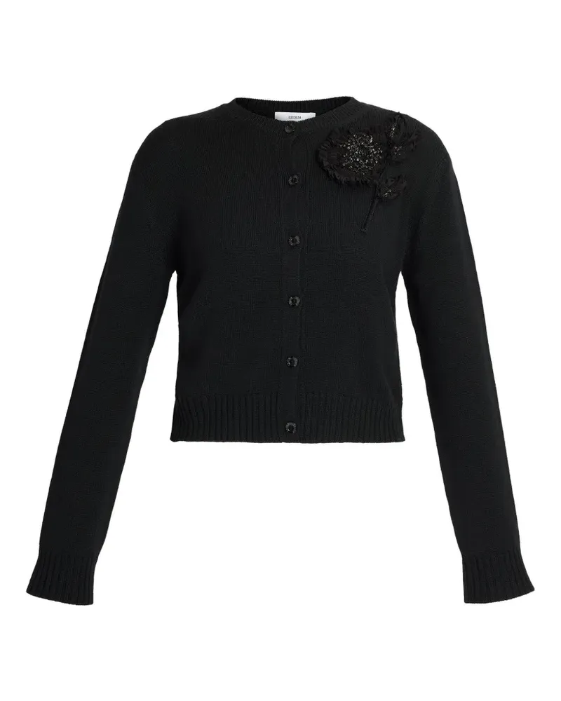 Erdem embellished merino-wool cardigan - Schwarz Schwarz