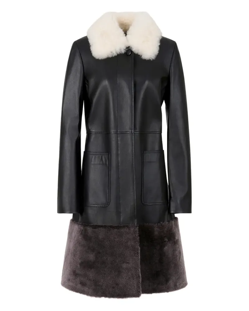 Marni shearling-hem leather coat - Schwarz Schwarz