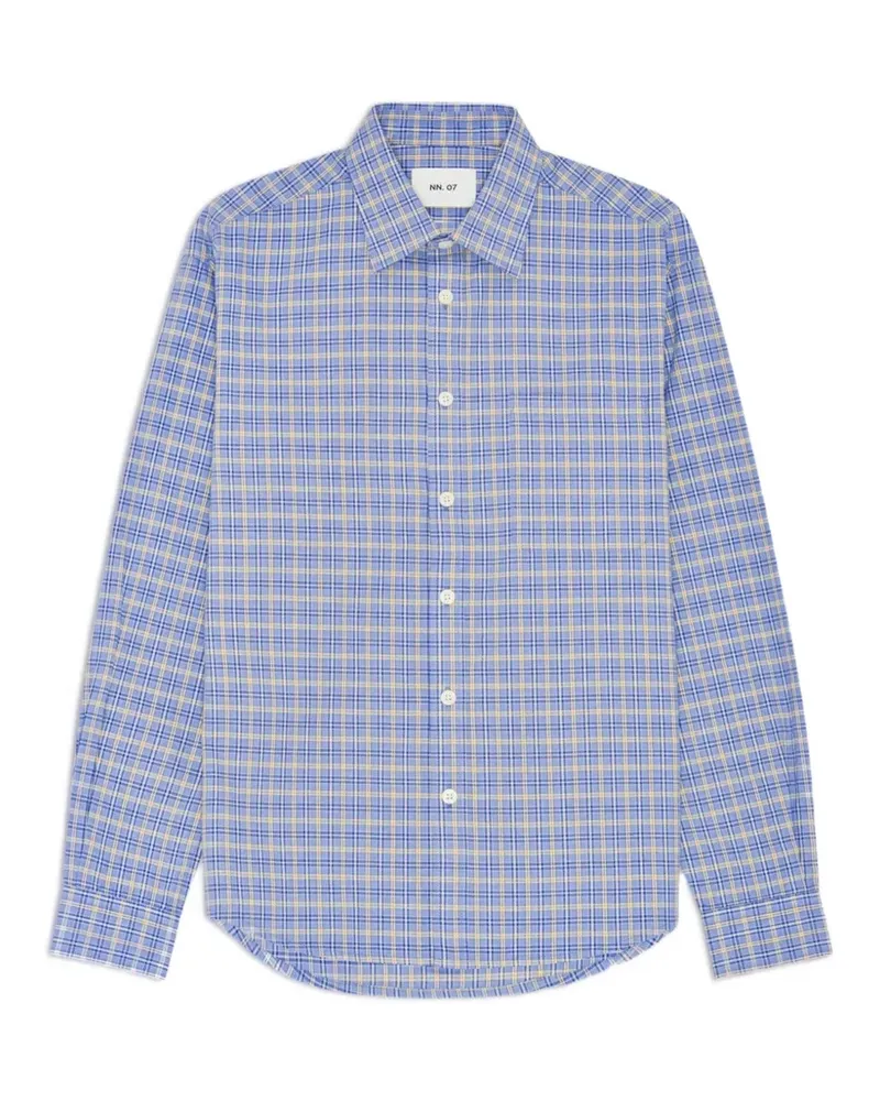 NN 07 Deon check shirt - Blau Blau