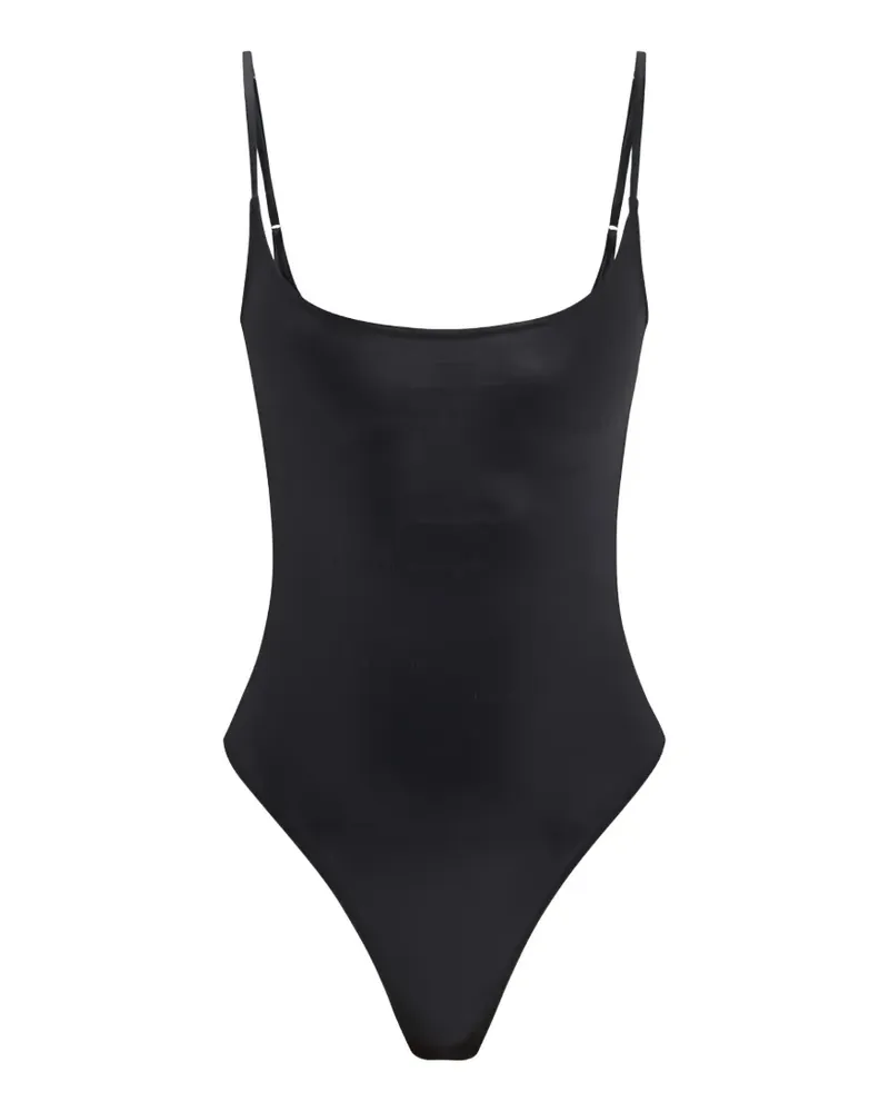 Elisabetta Franchi lettering-print swimsuit - Schwarz Schwarz