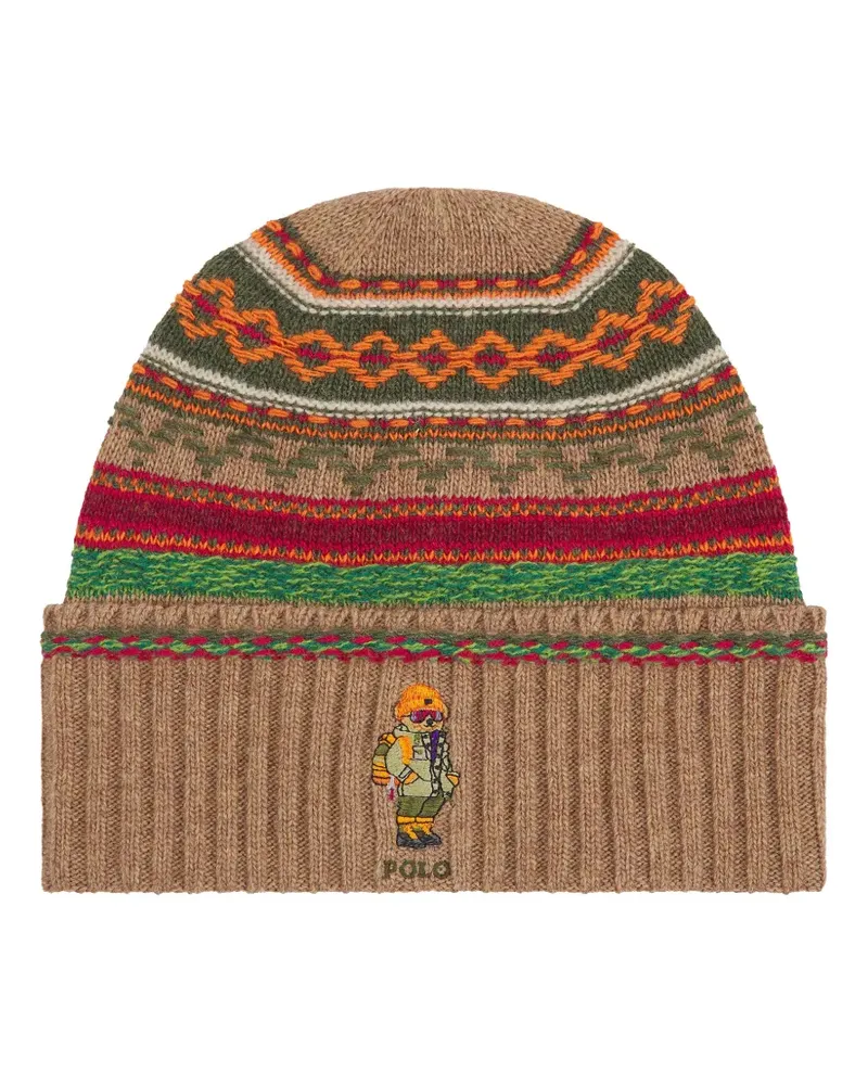 Ralph Lauren Fair Isle Polo Bear Beanie - Nude Nude