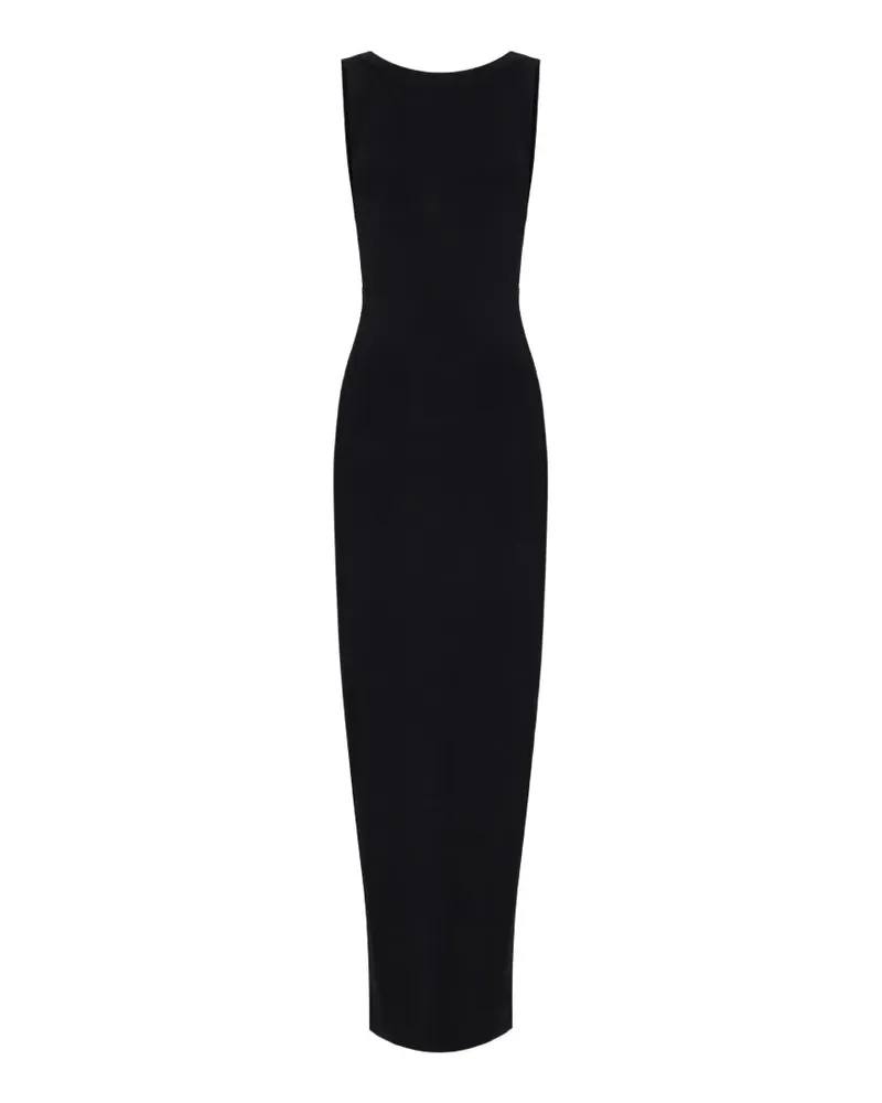 Elisabetta Franchi Red Carpet Kleid aus glänzendem Viskosestoff mit Anhängern - Schwarz Schwarz