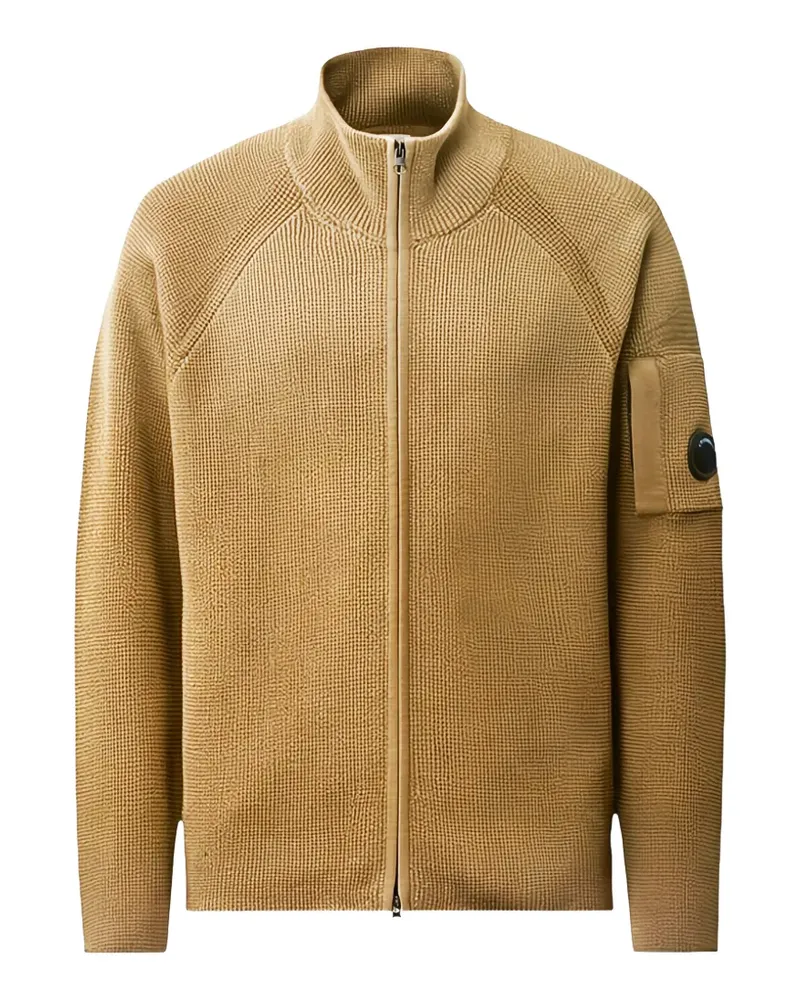 C.P. Company Lens Cardigan mit Waffelstrick-Muster - Nude Nude