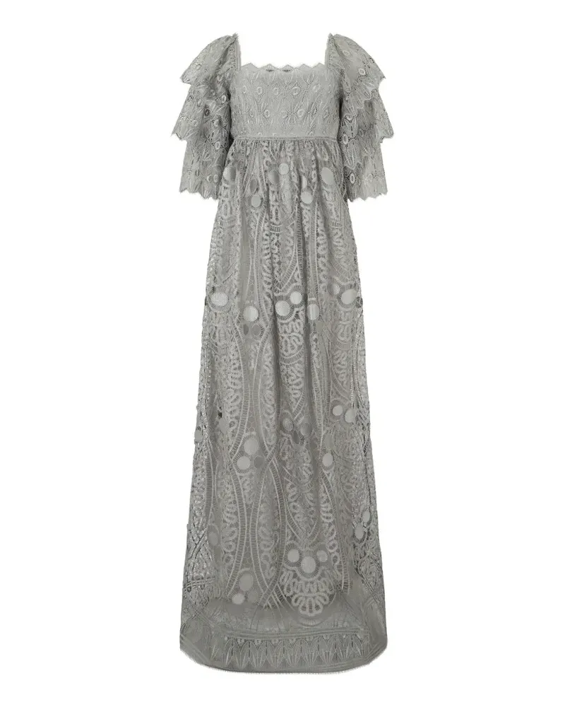 Alberta Ferretti Spitzenkleid mit Puffärmeln - Grau Grau