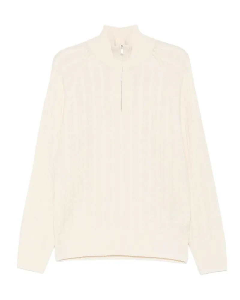 HUGO BOSS Pullover mit Zopfmuster und Viertelreißverschluss - Nude Nude