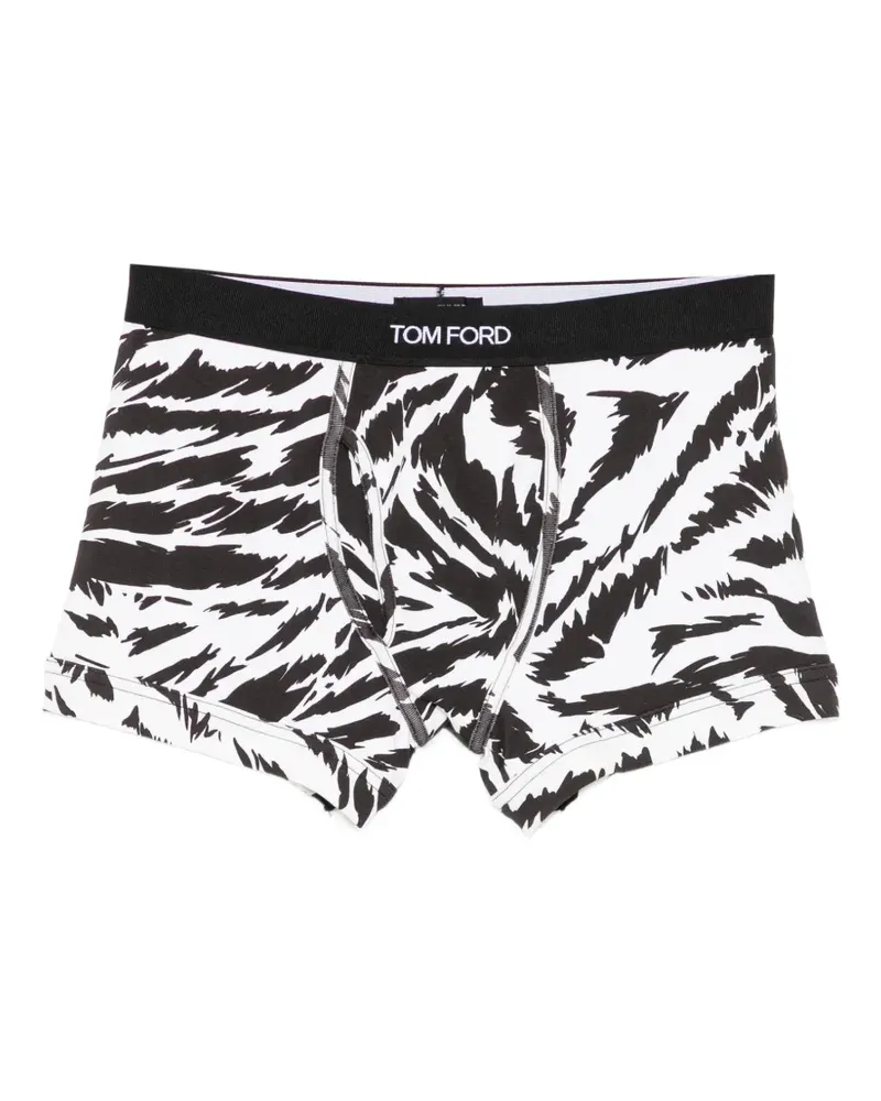 Tom Ford zebra-print logo-waistband boxers briefs - Weiß Weiß