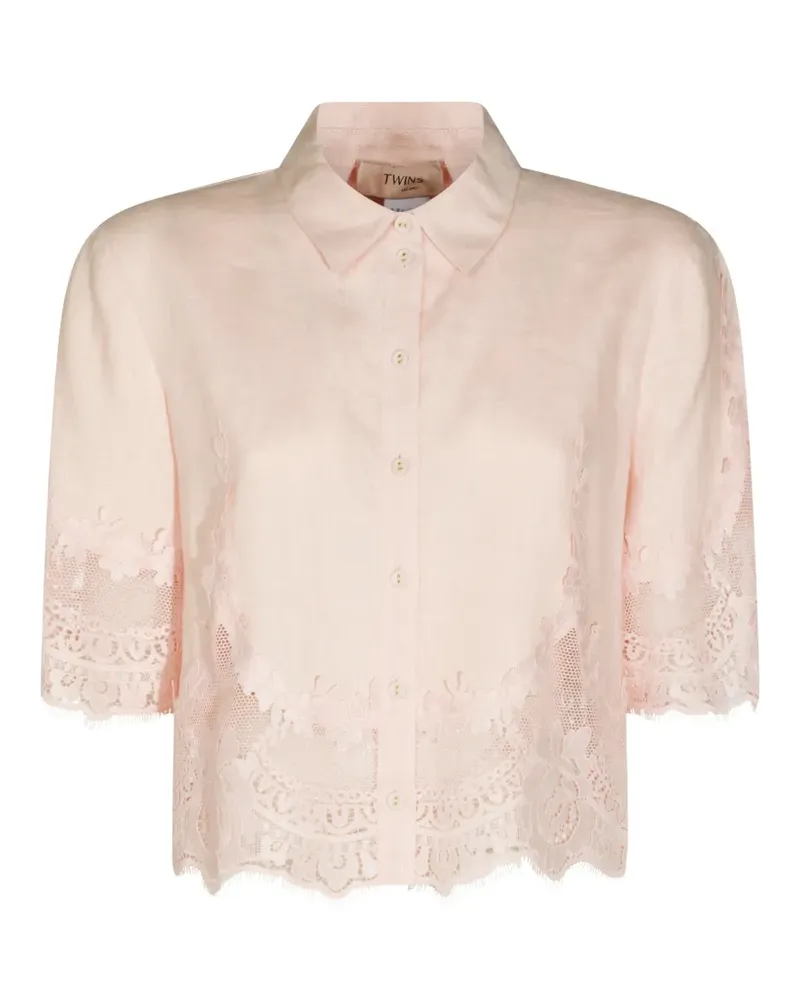 Twin-Set lace-trim embroidered shirt - Rosa Rosa
