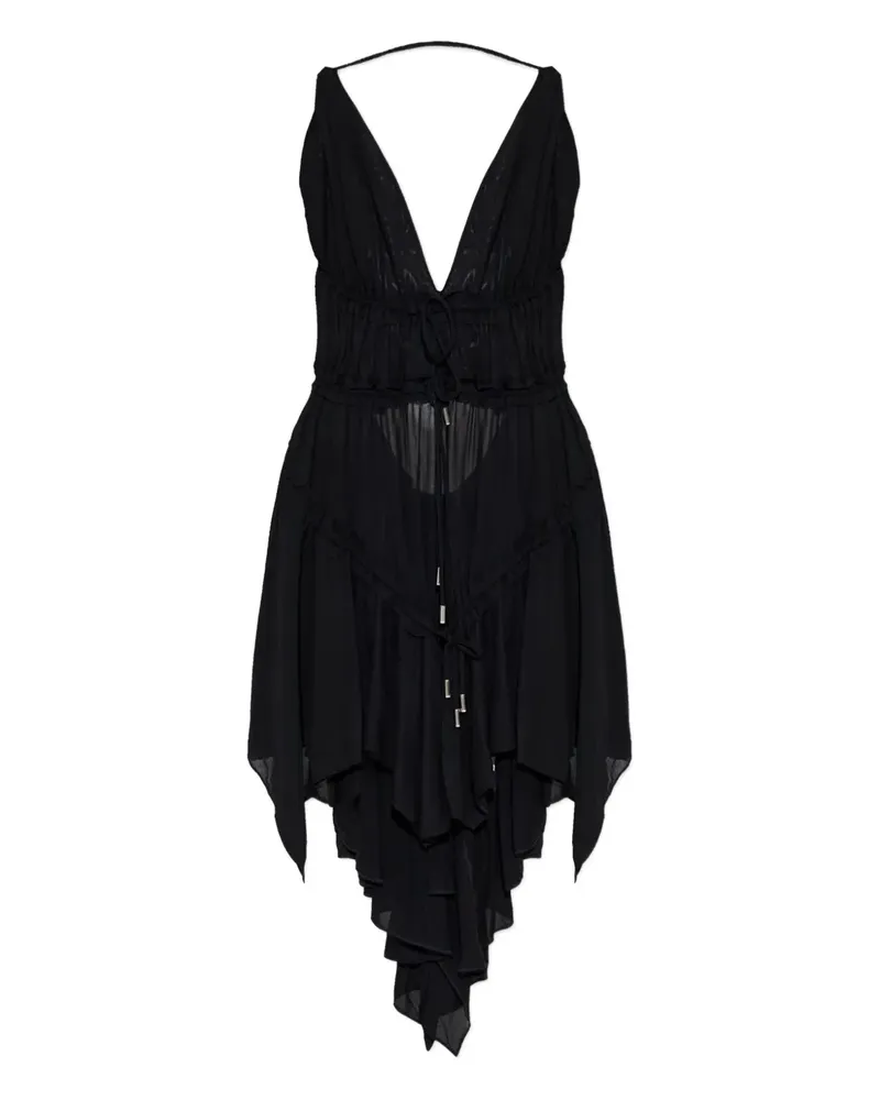 Dsquared2 lace-up ruffled dress - Schwarz Schwarz