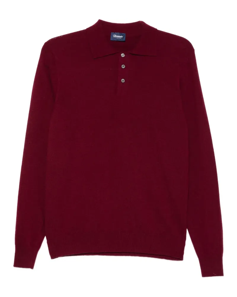 Drumohr  Langärmeliger Kaschmirpullover mit Poloshirtkragen - Rot Rot