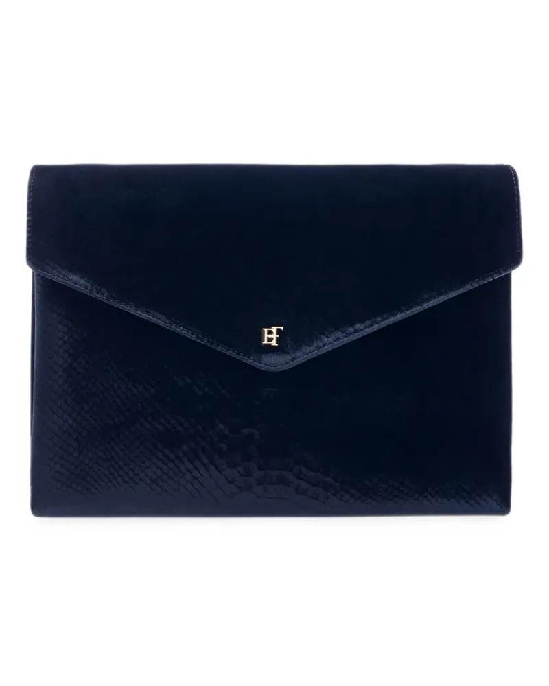 Elisabetta Franchi Schultertasche aus Samt mit Kroko-Print - Blau Blau