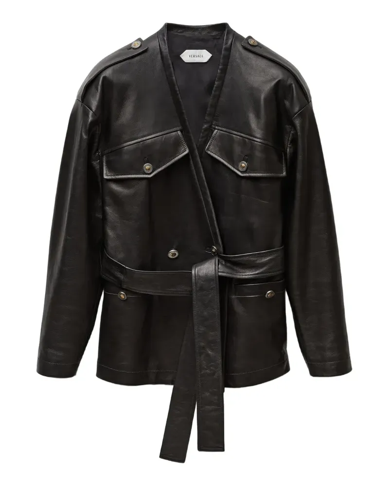 Versace Blousonjacke aus Leder - Schwarz Schwarz