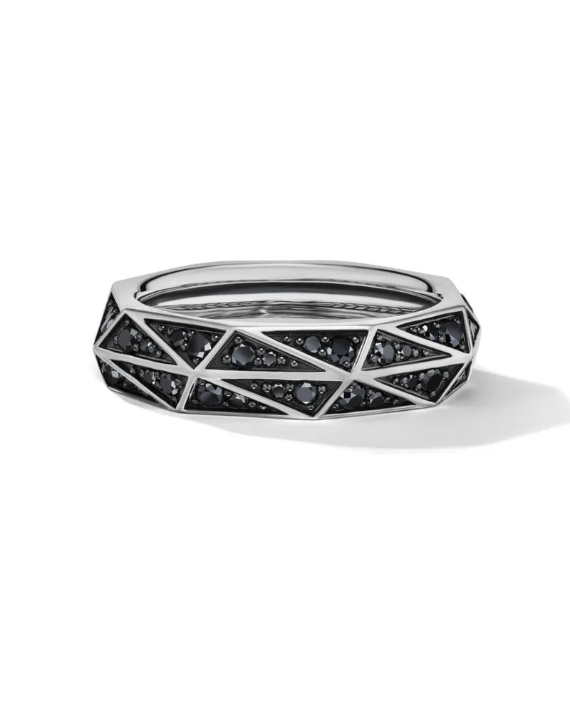 David Yurman Torqued Ring mit schwarzen Diamanten Silber