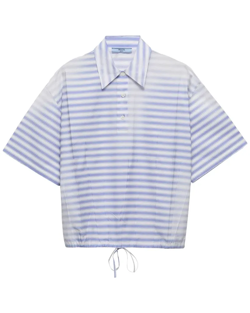 Prada Gestreiftes Popeline-Poloshirt - Blau Blau